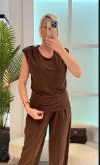 Kadın Vatkalı Düşük Kol Rahat Kesim İkili Takım