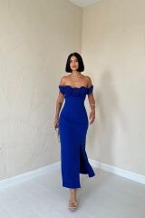 Saks Madonna Yaka Güllü Elbise