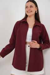 Uzun Kol Basic Gömlek 20279 - Bordo