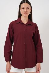 Uzun Kol Basic Gömlek 20279 - Bordo