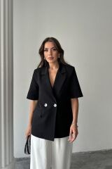 Siyah Kısa Kollu Blazer Ceket