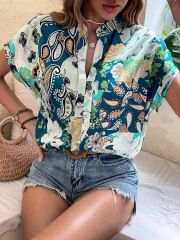 Kadın Moss Krep Kumaş V Yaka Yarasa Kol Bluz