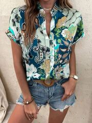 Kadın Moss Krep Kumaş V Yaka Yarasa Kol Bluz