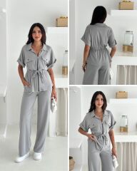 Premium Kalite Modal Kumaş Yelekli Gri Alt Üst Takım