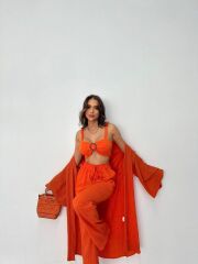 KRINKILL BÜSTİYER-PANTOLON-KİMONO TAKIM - Orange