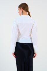 Düz Yandan Bağlamalı Gömlek - Ekru