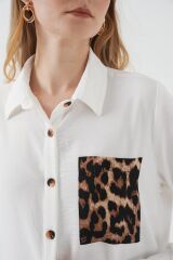 5851 Cep Detaylı Gömlek Tunik - Beyaz