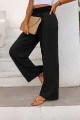 Kadın Yüksek Bel Lastikli Ithal Krep Pantolon