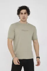 Unisex Bisiklet Yaka Slim Fit T-Shirt- Açık Yeşil