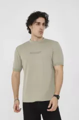 Unisex Bisiklet Yaka Slim Fit T-Shirt- Açık Yeşil