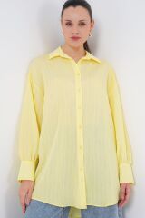 Çizgili Uzun Gömlek Tunik 5963 - Sarı