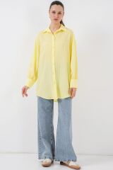 Çizgili Uzun Gömlek Tunik 5963 - Sarı