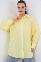 Çizgili Uzun Gömlek Tunik 5963 - Sarı