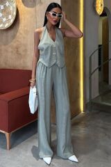 Halter Yaka Yelekli Modal Takım 10144