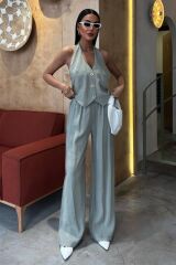 Halter Yaka Yelekli Modal Takım 10144