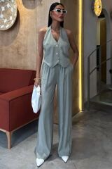 Halter Yaka Yelekli Modal Takım 10144