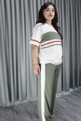 Modal Kumaş Şerit Detay Haki Alt Üst Takım