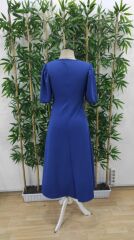 Kadın Kısa Balon Kollu Bisiklet Yaka Geniş Kesim Janjan Krep Elbise