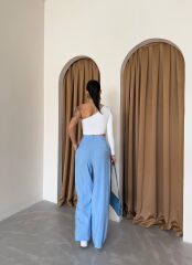 PİLE VE CEP KAPAK DEYALI SALAŞ PANTOLON - Mavi