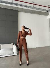 CEKET YAKA BEL DEKOLTELİ TULUM - Acı Kahve