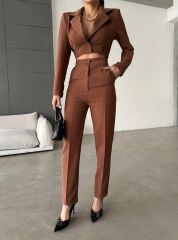 CEKET YAKA BEL DEKOLTELİ TULUM - Acı Kahve