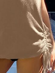 Kadın Eteği Büzgü Detay Boyundan Bağlamalı Mini Triko Pareo