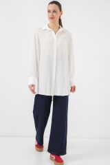 Çizgili Uzun Gömlek Tunik 5963 - Beyaz