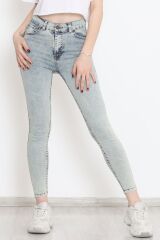 Kadın Cep Detay Kar Yıkamalı Kot Pantolon