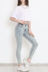 Kadın Cep Detay Kar Yıkamalı Kot Pantolon