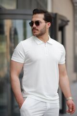 Erkek Yakalı Fermuarlı T-shirt şort Ikili Takım