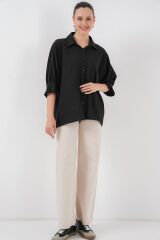 Bağlama Detaylı Ayrobin Gömlek 20290 - Siyah