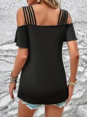 Kadın Kısa Kollu Beş Askılı Viskon Bluz