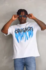 Unisex Oversize Kolye Dahil T-Shirt - Beyaz