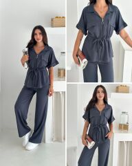 Premium Kalite Modal Kumaş Yelekli Anrasit Alt Üst Takım