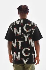 Unisex Baskılı Oversize T-Shirt - Siyah