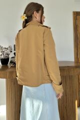 Camel Çift Katlı Kısa Ceket