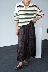 Saten Uzun Etek - KAHVE