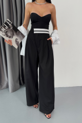 PANTOLON BEL ŞERİT DETAYLI - Siyah