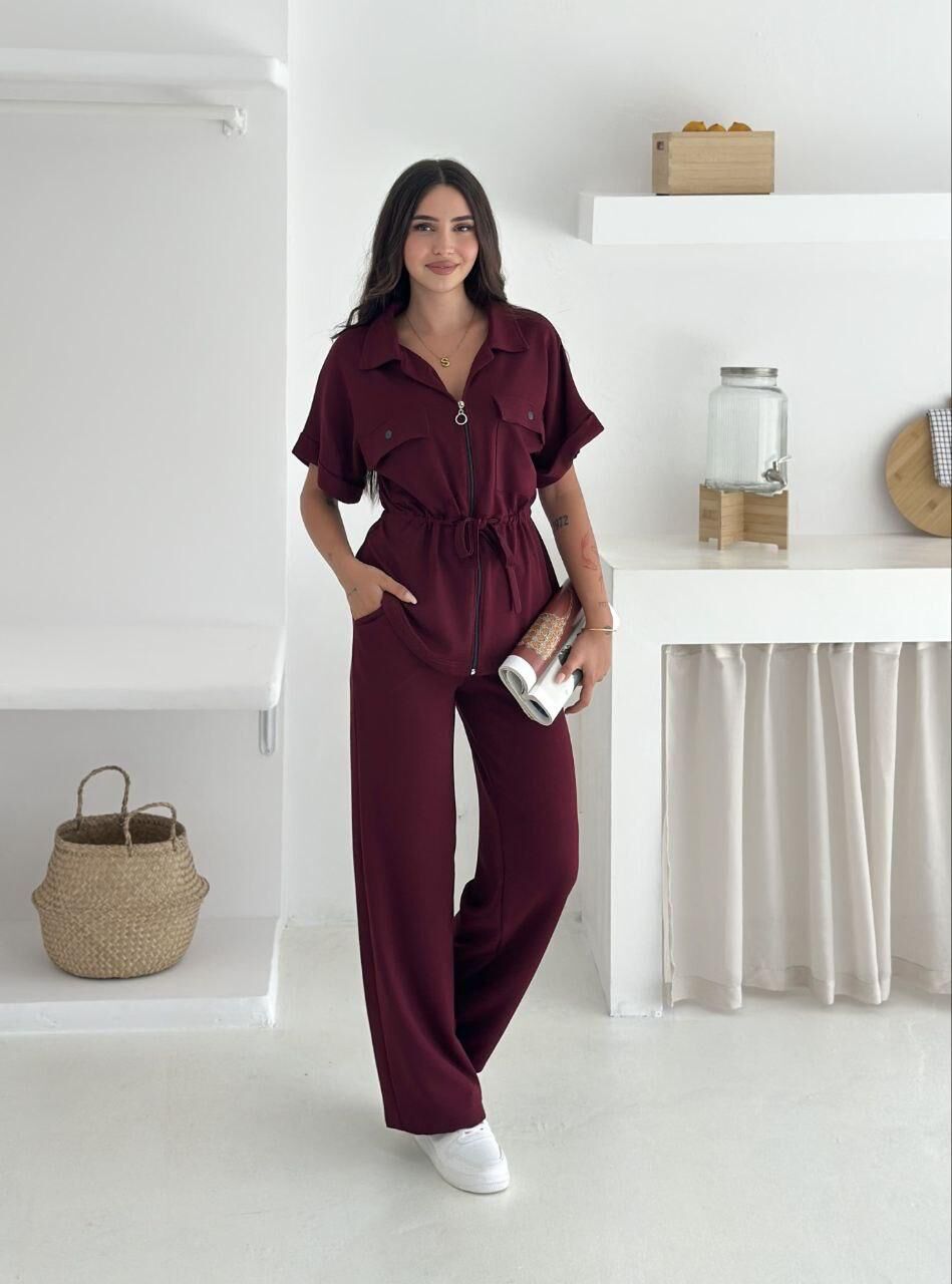 Premium Kalite Modal Kumaş Yelekli Bordo Alt Üst Takım