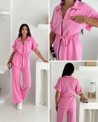 Premium Kalite Modal Kumaş Yelekli Pembe Alt Üst Takım