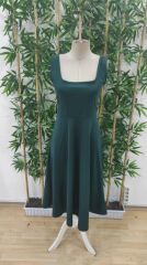 Kadın Askılı Kare Yakalı Midi Ithal Krep Elbise