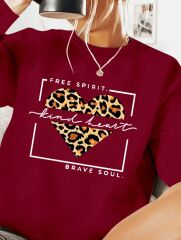 Kadın Uzun Kollu Bisiklet Yaka Desenli Viskon Iki Iplik Bluz