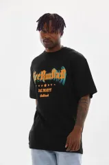 Unisex Baskılı Oversize T-Shirt - Siyah