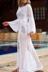 Kadın Yarasa Kol Triko Maxi Boy Pareo