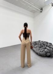 Trio Arka Bel Lasti̇k Detayli Palazzo Pantolon