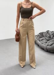 Trio Arka Bel Lasti̇k Detayli Palazzo Pantolon