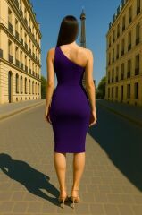 Kadın Sendy Kumaş Tek Omuz Midi Boy Elbise