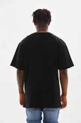Unisex Baskılı Oversize T-Shirt - Siyah