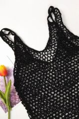 Kadın File Desen Tam Boy Askılı Triko Pareo