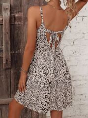 Kadın Ip Askılı Sırttan Bağlamalı Fırfırlı Süprem Elbise